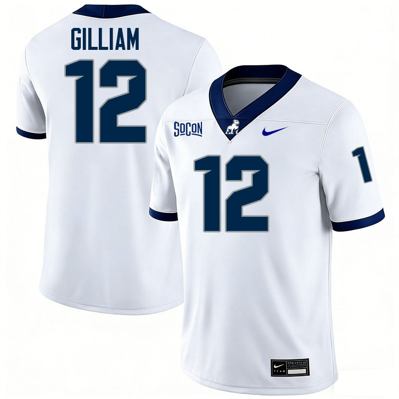 Samford Bulldogs #12 Charlie Gilliam College Football Jerseys,Uniforms-White